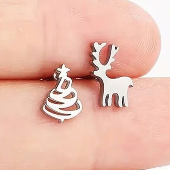 Independent Jewelry - Silver Stainless Steel CHRISTMAS Stud Earrings